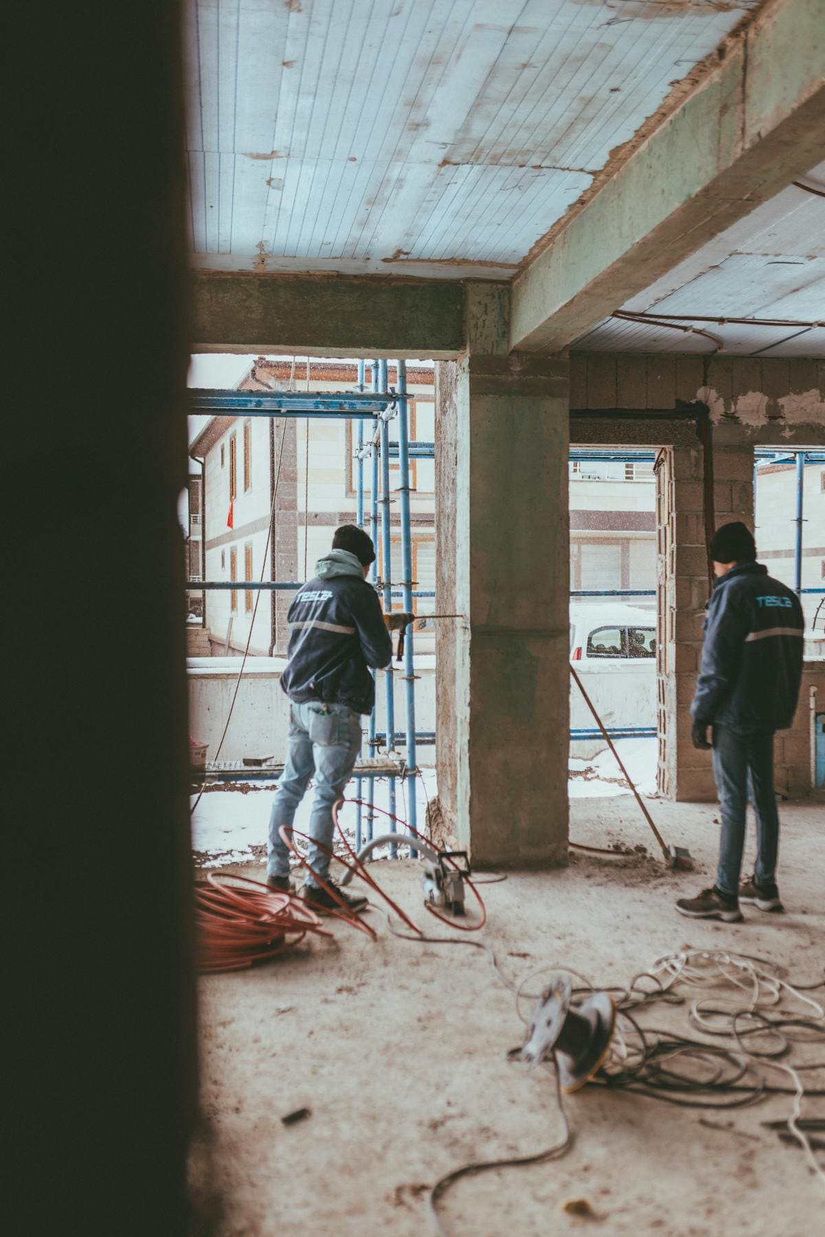 Construction crew working on an active job site